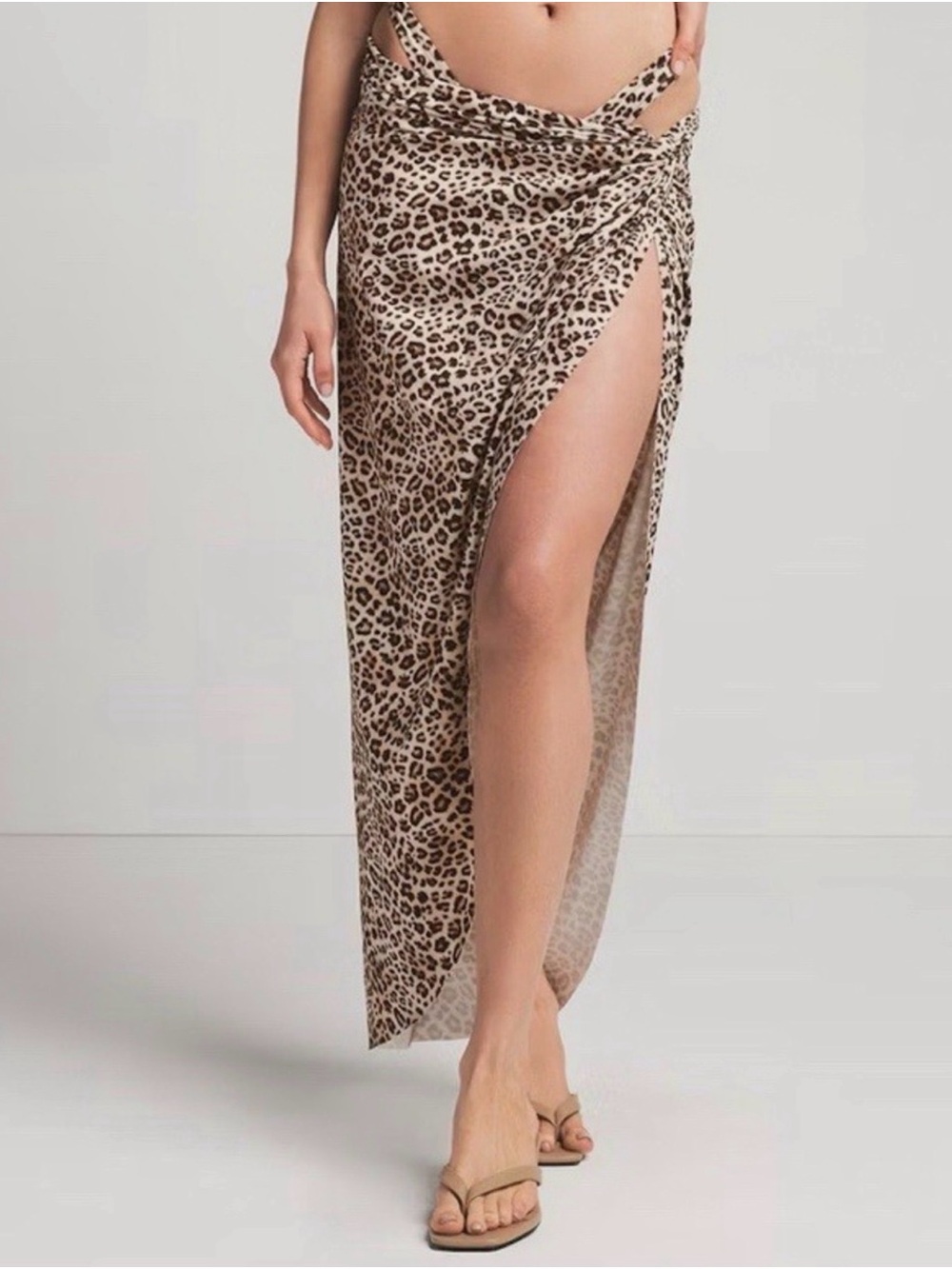 SKIMS Champagne Leopard Print Sarong Skirt